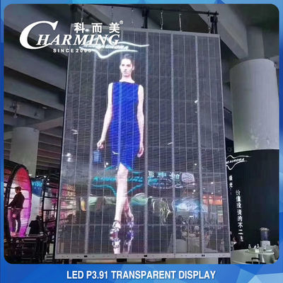 Cabinet extérieur visuel transparent polychrome d'affichage à LED du mur 1000X500mm P3.91 de LED