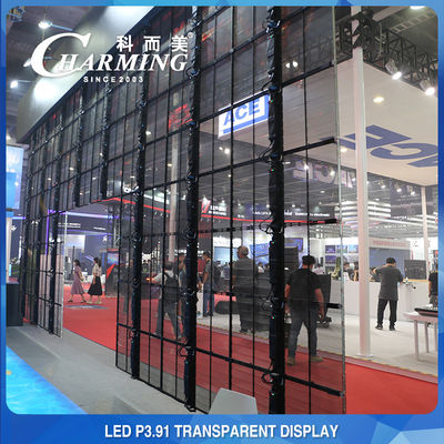 Publicité du centre commercial P3.91 Mur vidéo LED transparent 4K à l'intérieur
