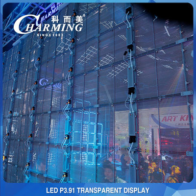Publicité du centre commercial P3.91 Mur vidéo LED transparent 4K à l'intérieur