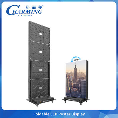 P2.5 Foldable Led Poster Display 7680hz Indoor Commercial Advertising For Canteen Concert Etc Gob 360° Wheels For Effortless Mobility