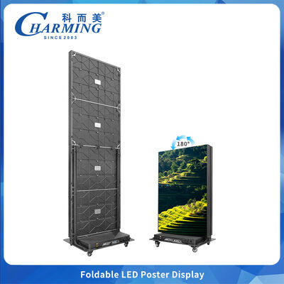 Écran pliable LED P1.86 pour affichage, utilisable en intérieur, mobile avec roulettes