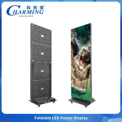 Écran d'affichage LED de publicité sur pied pliable P1.86 P2 P2.5 avec écran LED vidéo sur roulettes