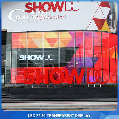 Publicité du centre commercial P3.91 Mur vidéo LED transparent 4K à l'intérieur