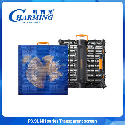Affichage à LED transparent flexible de la série P3.91MH Affichage à écran transparent vitrine en verre avec lumière LED